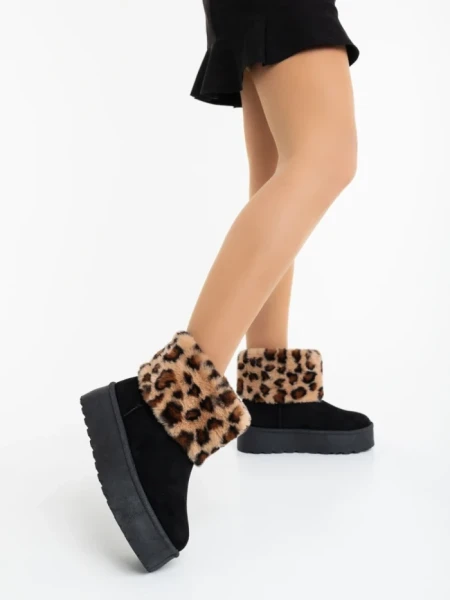 Cizme dama negre din material textil  Zalinda