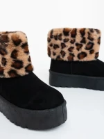 Cizme dama negre din material textil  Zalinda