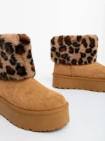 Cizme dama camel din material textil  Zalinda