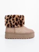 Cizme dama bej inchis din material textil  Zalinda