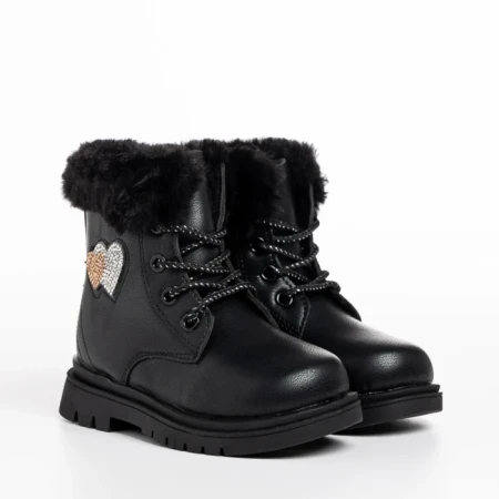 Cizme copii negre din piele ecologica Sedona