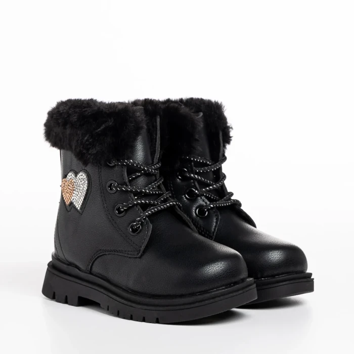 Cizme copii negre din piele ecologica Sedona