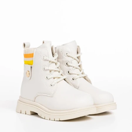 Cizme copii bej din piele ecologica Delina