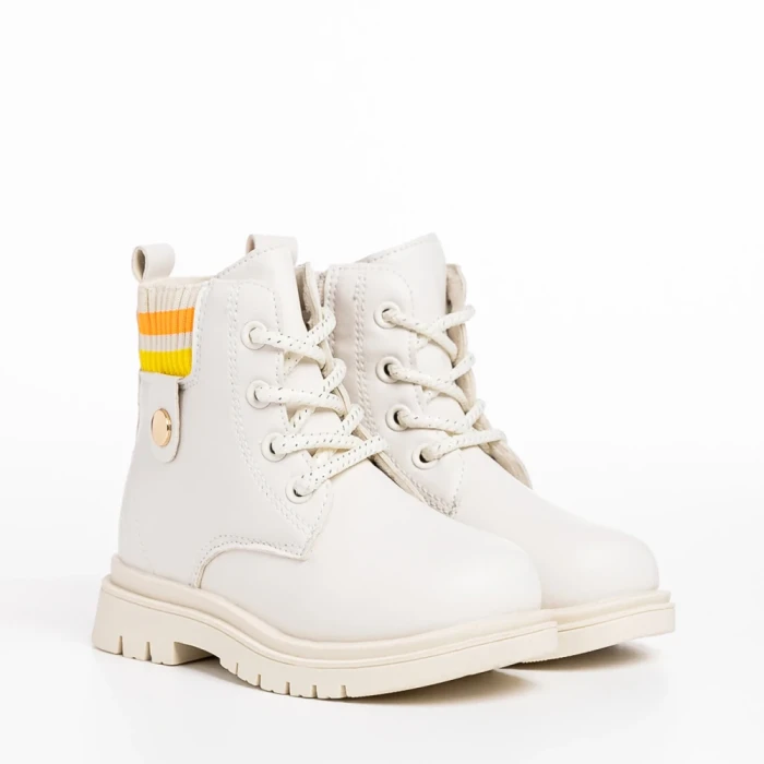 Cizme copii bej din piele ecologica Delina