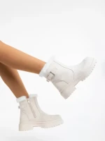 Cizme dama bej din material textil Christena