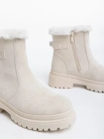 Cizme dama bej din material textil Christena