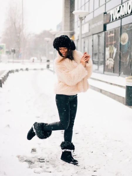 Cizme dama negre din material textil Vestigia