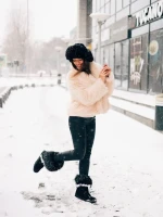 Cizme dama negre din material textil Vestigia