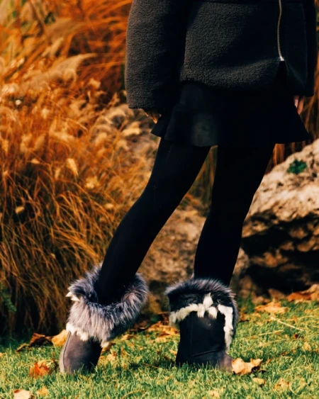 Cizme dama gri din material textil Vestigia