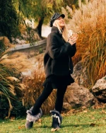 Cizme dama gri din material textil Vestigia