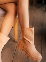 Cizme dama camel din piele ecologica Yamari