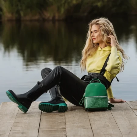 Cizme dama Hima negre cu verde