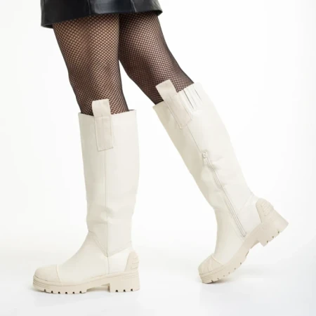 Cizme dama bej din piele ecologica Briona