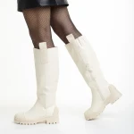 Cizme dama bej din piele ecologica Briona