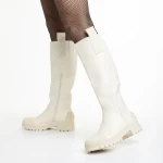 Cizme dama bej din piele ecologica Briona