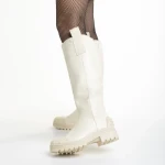 Cizme dama bej din piele ecologica Briona