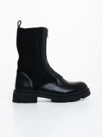 Ghete dama negre din piele ecologica si material textil Maraja