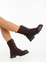 Ghete dama maro din piele ecologica si material textil Maraja