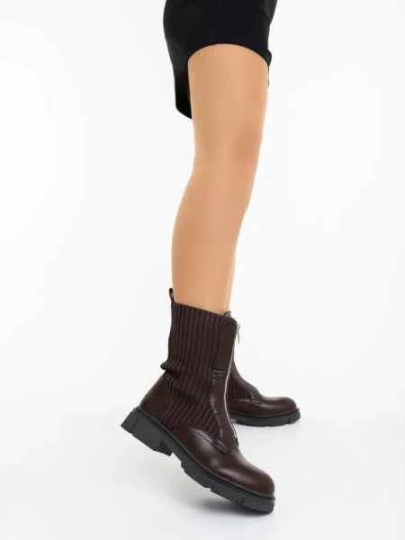 Ghete dama maro din piele ecologica si material textil Maraja