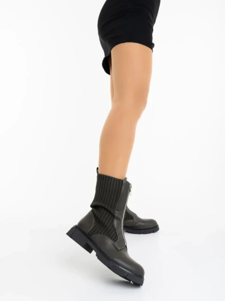 Ghete dama verzi  din piele ecologica si material textil Maraja