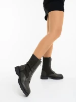 Ghete dama verzi  din piele ecologica si material textil Maraja