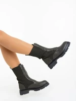 Ghete dama verzi  din piele ecologica si material textil Maraja