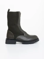 Ghete dama verzi  din piele ecologica si material textil Maraja