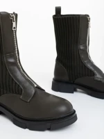 Ghete dama verzi  din piele ecologica si material textil Maraja