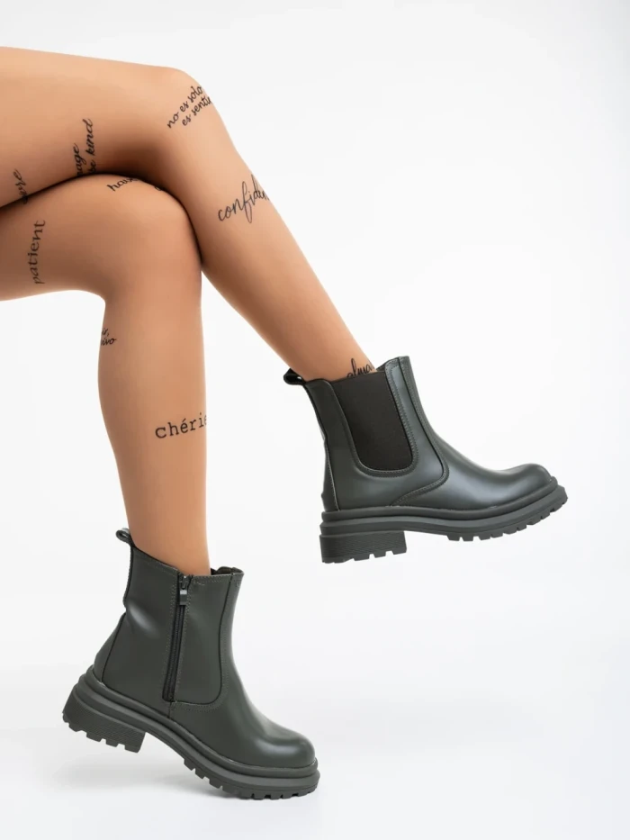 Botine dama verzi din piele ecologica Dilys