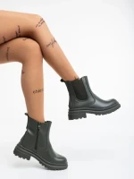 Botine dama verzi din piele ecologica Dilys