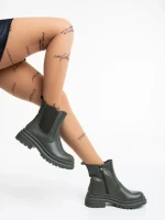 Botine dama verzi din piele ecologica Dilys