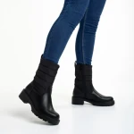 Cizme dama negre din piele ecologica si material textil Micaela