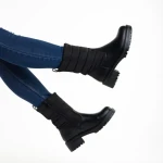 Cizme dama negre din piele ecologica si material textil Micaela