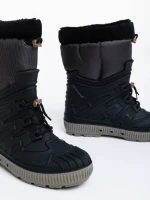 Cizme dama negre cu bej din material sintetic si textil Marietta