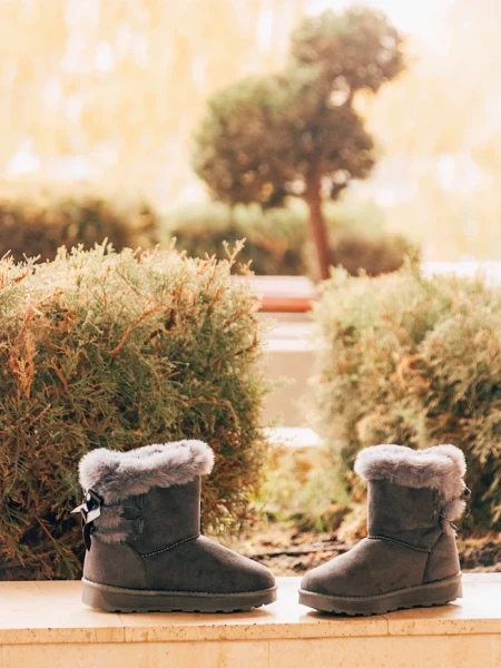 Cizme copii gri din material textil Marila