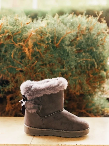 Cizme copii gri din material textil Marila