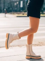 Cizme dama bej din piele ecologica Nunzia