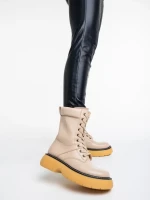 Cizme dama bej din piele ecologica Nunzia