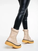 Cizme dama bej din piele ecologica Nunzia