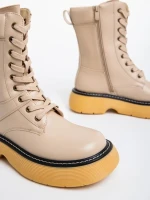 Cizme dama bej din piele ecologica Nunzia