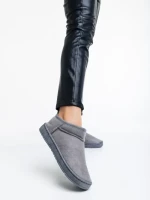 Cizme dama gri din material textil Enna