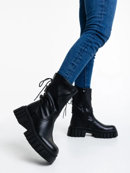 Cizme dama negre din piele ecologica Kanchana