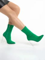 Botine dama verzi din material textil Venora