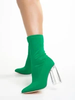 Botine dama verzi din material textil Venora