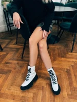 Ghete dama albe din piele ecologica Berena