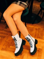 Ghete dama albe din piele ecologica Berena