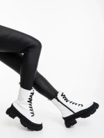 Ghete dama albe din piele ecologica Berena