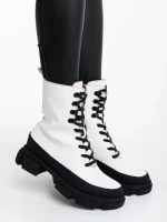 Ghete dama albe din piele ecologica Berena