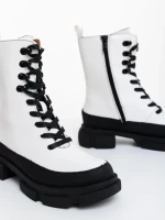 Ghete dama albe din piele ecologica Berena