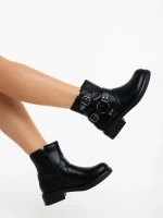 Ghete dama negre din piele ecologica neteda Sherida